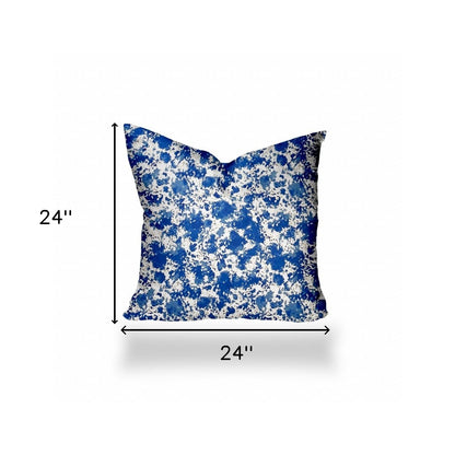 12" X 16" Blue And White Enveloped Coastal Lumbar Indoor Outdoor Pillow