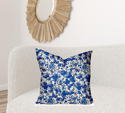 12" X 16" Blue And White Enveloped Coastal Lumbar Indoor Outdoor Pillow