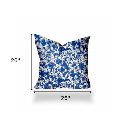 12" X 16" Blue And White Enveloped Coastal Lumbar Indoor Outdoor Pillow