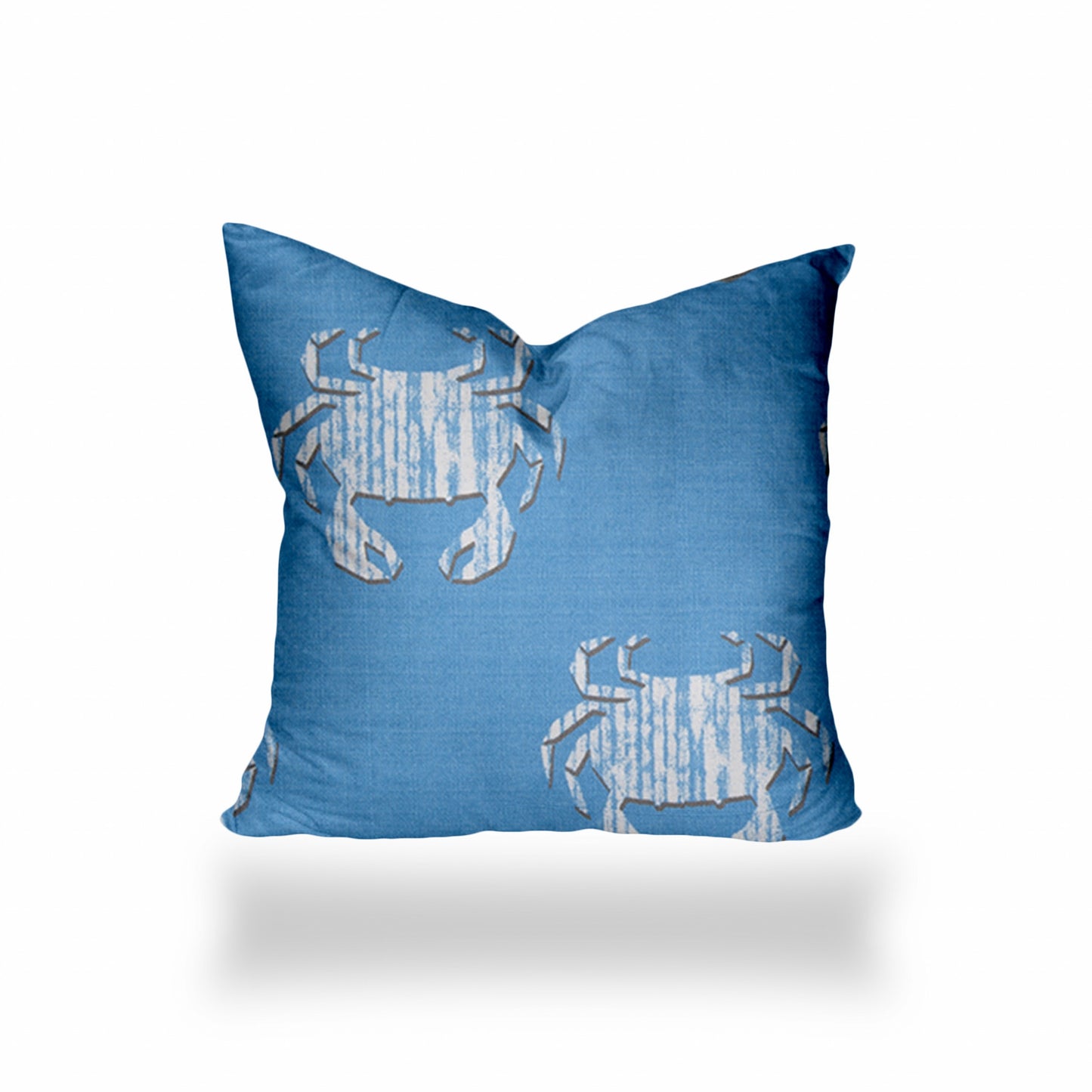 12" X 16" Blue And White Crab Enveloped Coastal Lumbar Indoor Outdoor Pillow