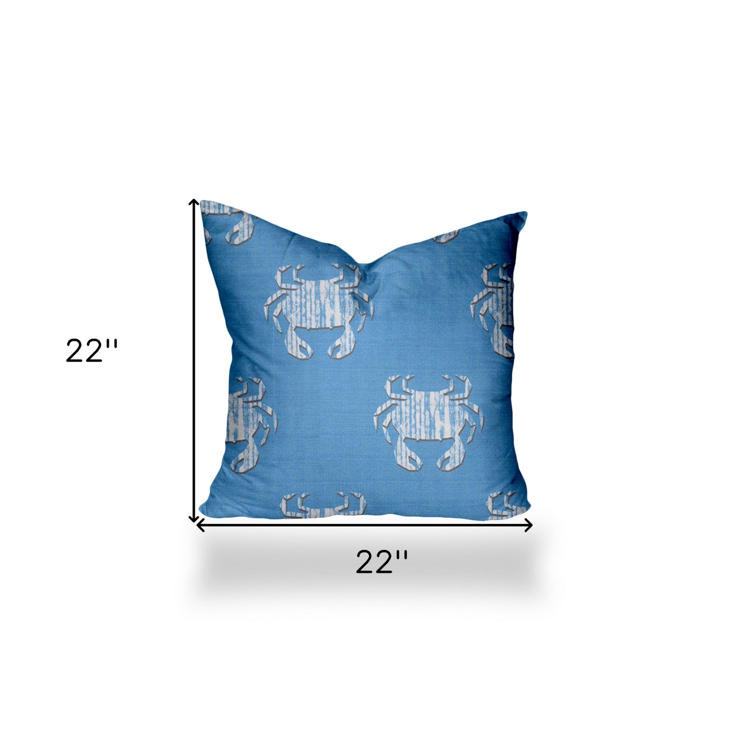 12" X 16" Blue And White Crab Enveloped Coastal Lumbar Indoor Outdoor Pillow