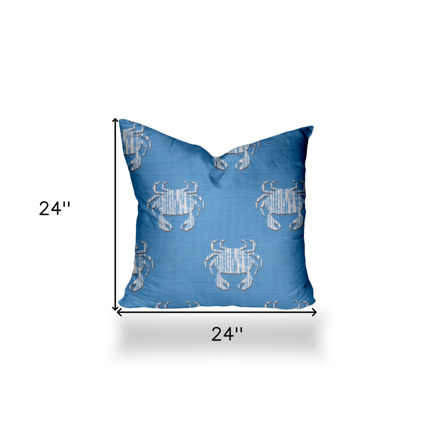 12" X 16" Blue And White Crab Enveloped Coastal Lumbar Indoor Outdoor Pillow