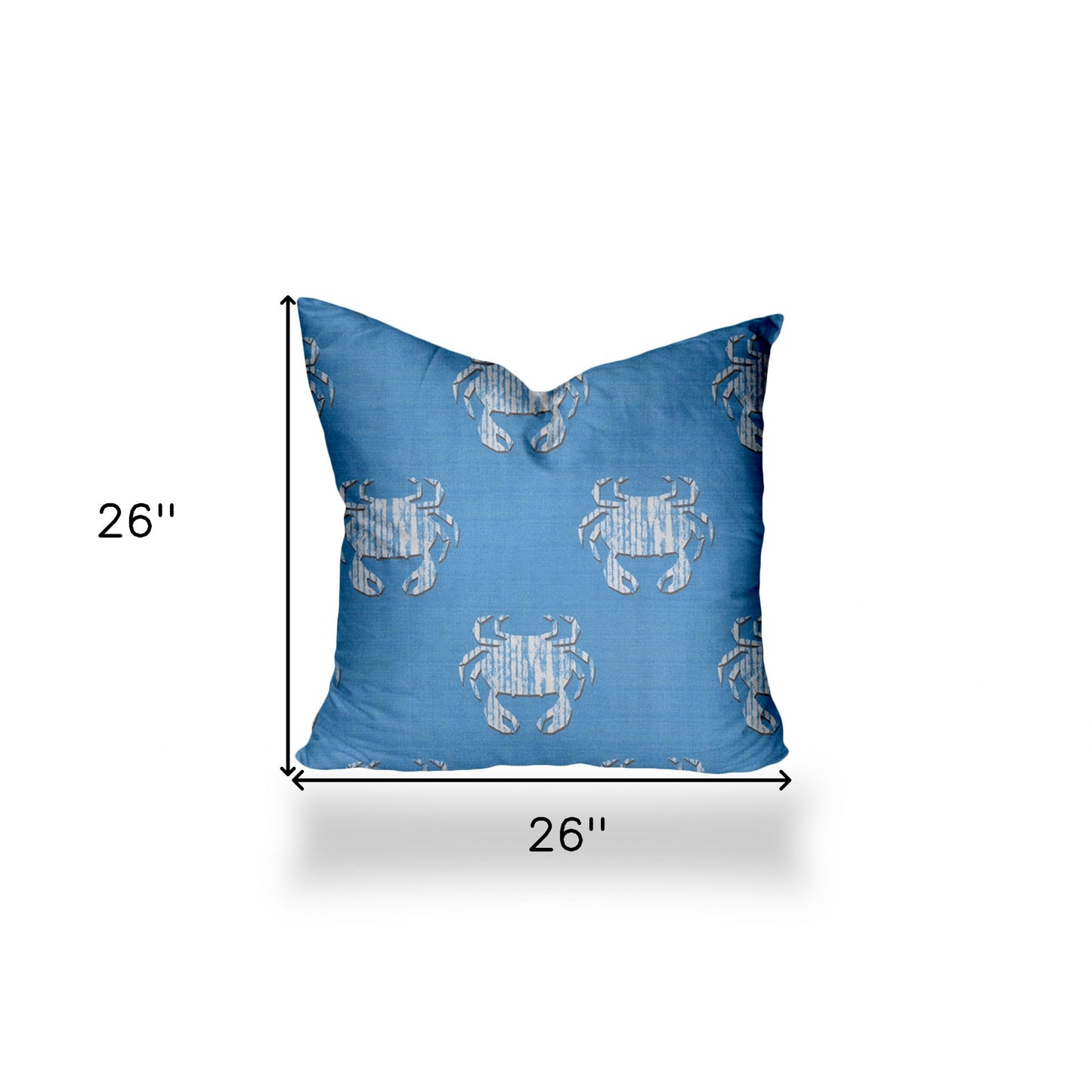 12" X 16" Blue And White Crab Enveloped Coastal Lumbar Indoor Outdoor Pillow