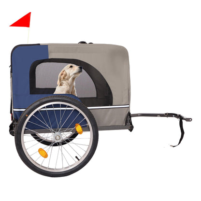 Tangkula Dog Bike Trailer Breathable Mesh Dog Cart with 3 Entrances Safety Flag 8 Reflectors - FurniFindUSA