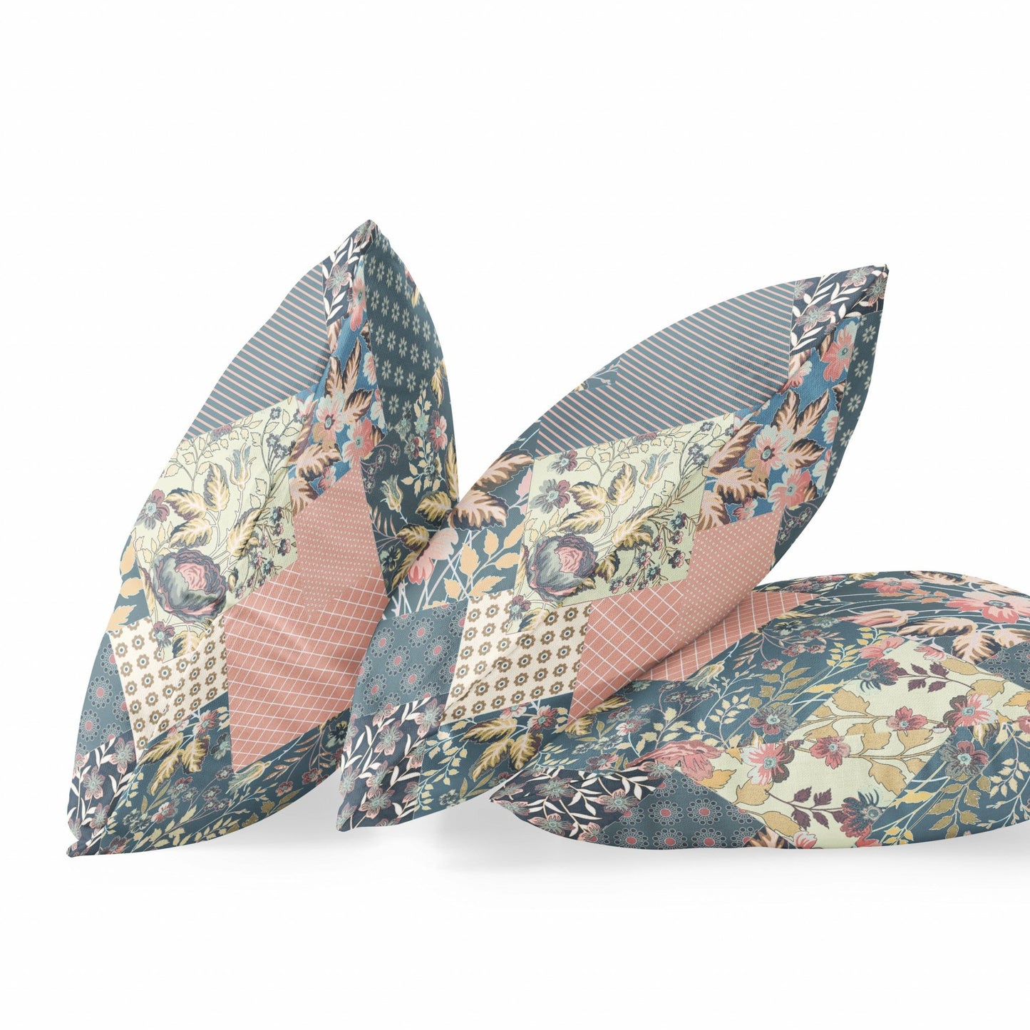 20" Green Peach Floral Suede Throw Pillow FurniFindUSA