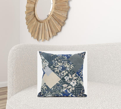 20" Gray Cream Floral Suede Throw Pillow FurniFindUSA