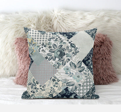20" Gray White Floral Suede Throw Pillow FurniFindUSA