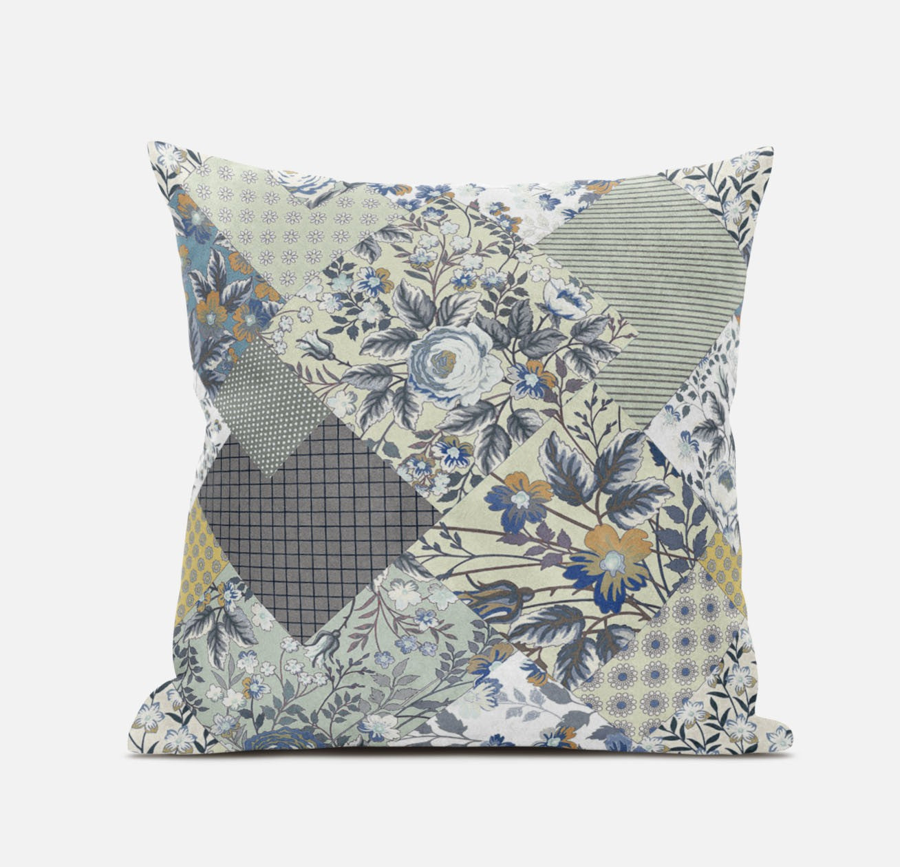 20" Sage Cream Floral Suede Throw Pillow FurniFindUSA