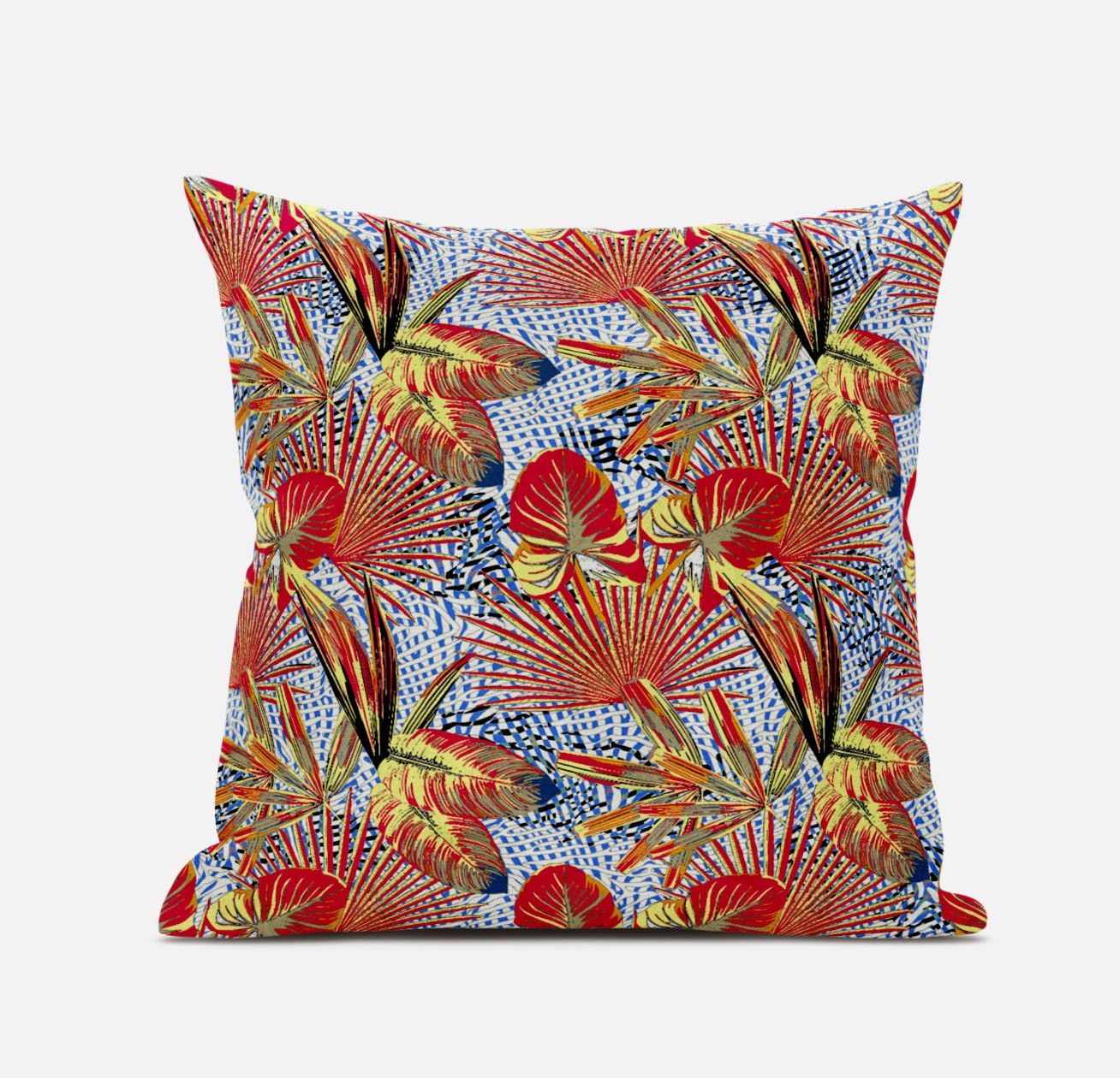 20"X20" Yellow Red Microsuede Blown Seam Pillow FurniFindUSA