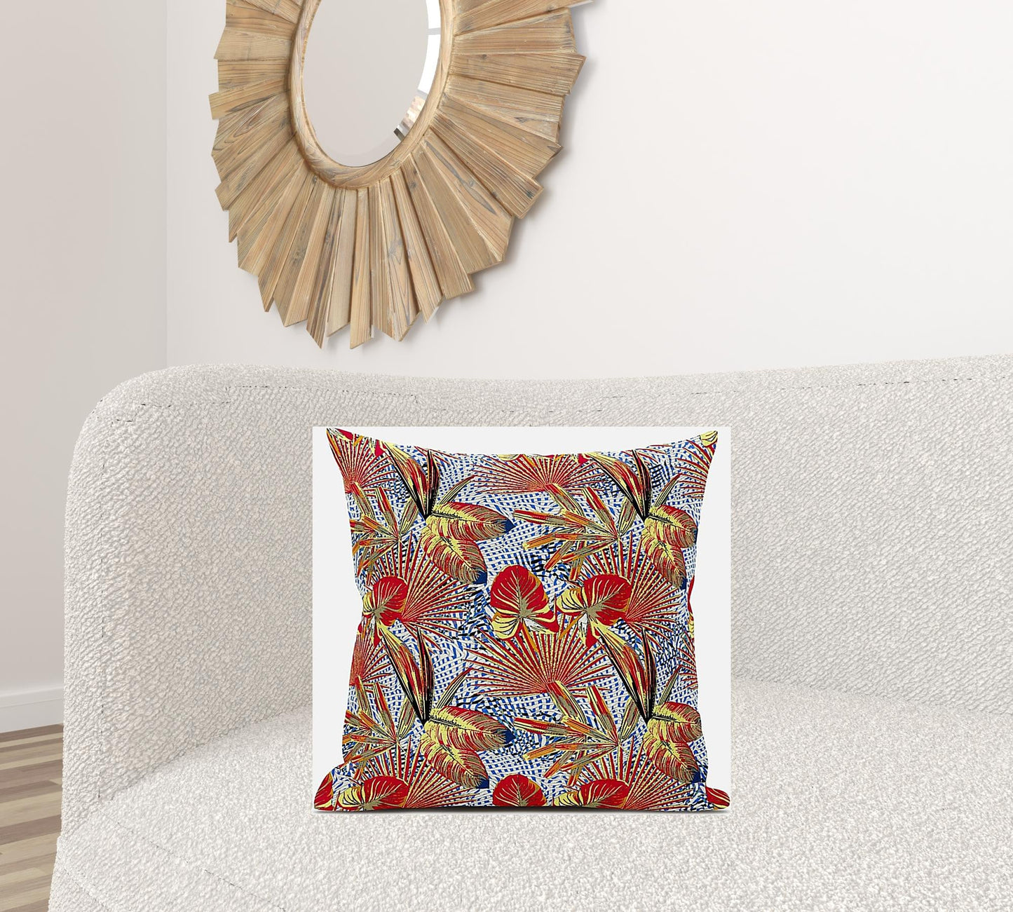 20"X20" Yellow Red Microsuede Blown Seam Pillow FurniFindUSA