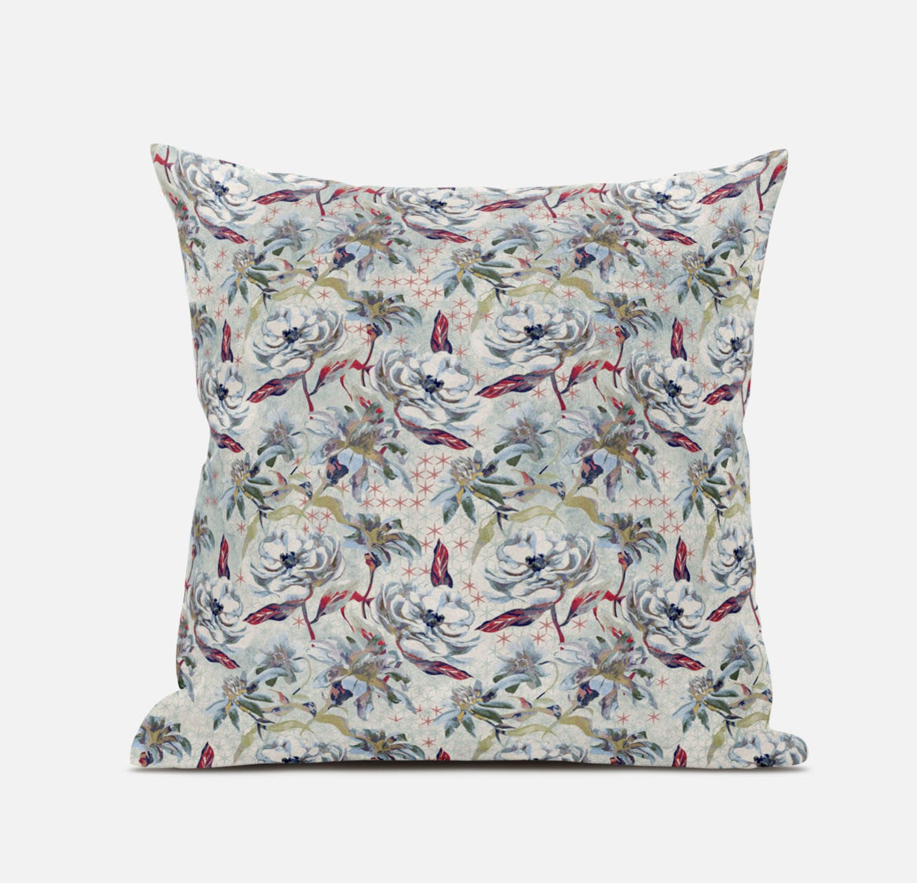 20" Light Green Gray Roses Suede Throw Pillow FurniFindUSA