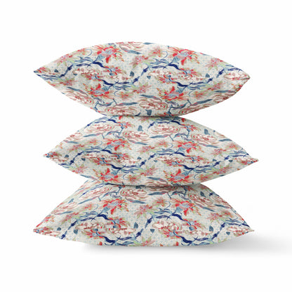 20" Red Indigo Roses Suede Throw Pillow FurniFindUSA