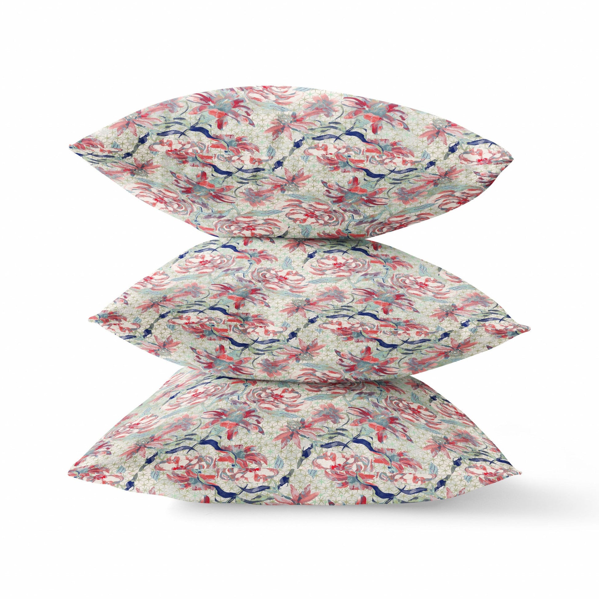 20" Red Pale Green Roses Suede Throw Pillow 5.0" (L) x 20.0" (W) x 20.0" (H) FurniFindUSA
