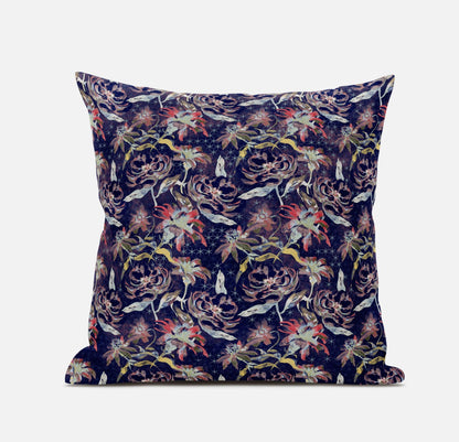 20" Midnight Blue Roses Suede Throw Pillow FurniFindUSA
