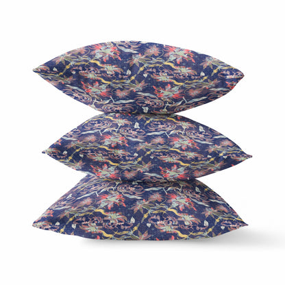 20" Midnight Blue Roses Suede Throw Pillow FurniFindUSA