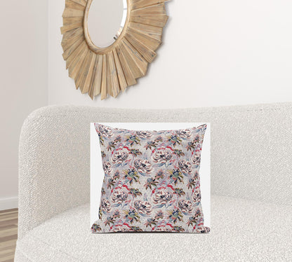 20" Lavender Pink Roses Suede Throw Pillow FurniFindUSA