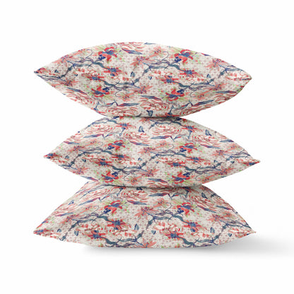 20" Red Light Indigo Roses Suede Throw Pillow FurniFindUSA