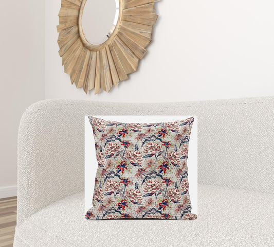 20" Red Light Indigo Roses Suede Throw Pillow FurniFindUSA