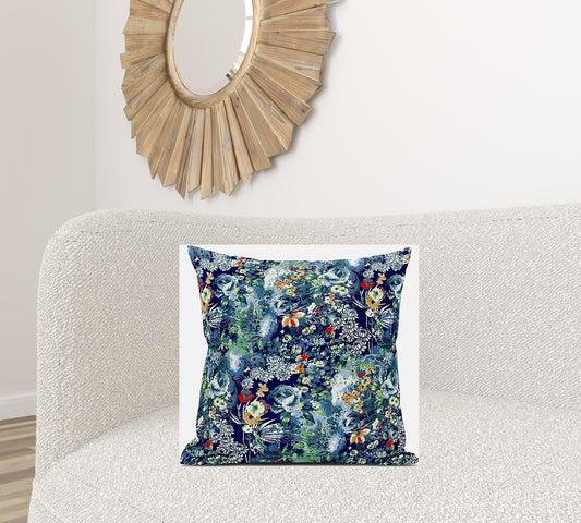 20" Blue Turquoise Springtime Suede Throw Pillow FurniFindUSA