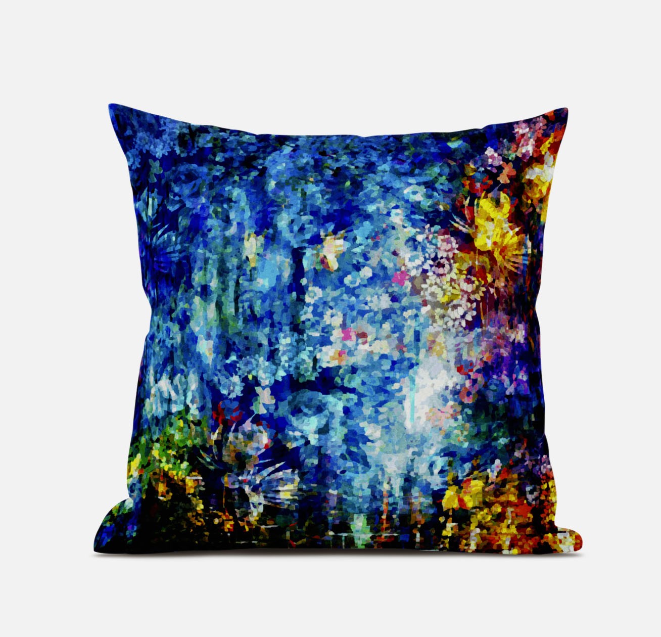 20" Bright Blue Yellow Springtime Suede Throw Pillow FurniFindUSA