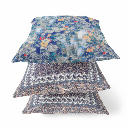 20" Blue Gray Springtime Suede Throw Pillow FurniFindUSA