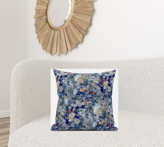 20" Blue Gray Springtime Suede Throw Pillow FurniFindUSA