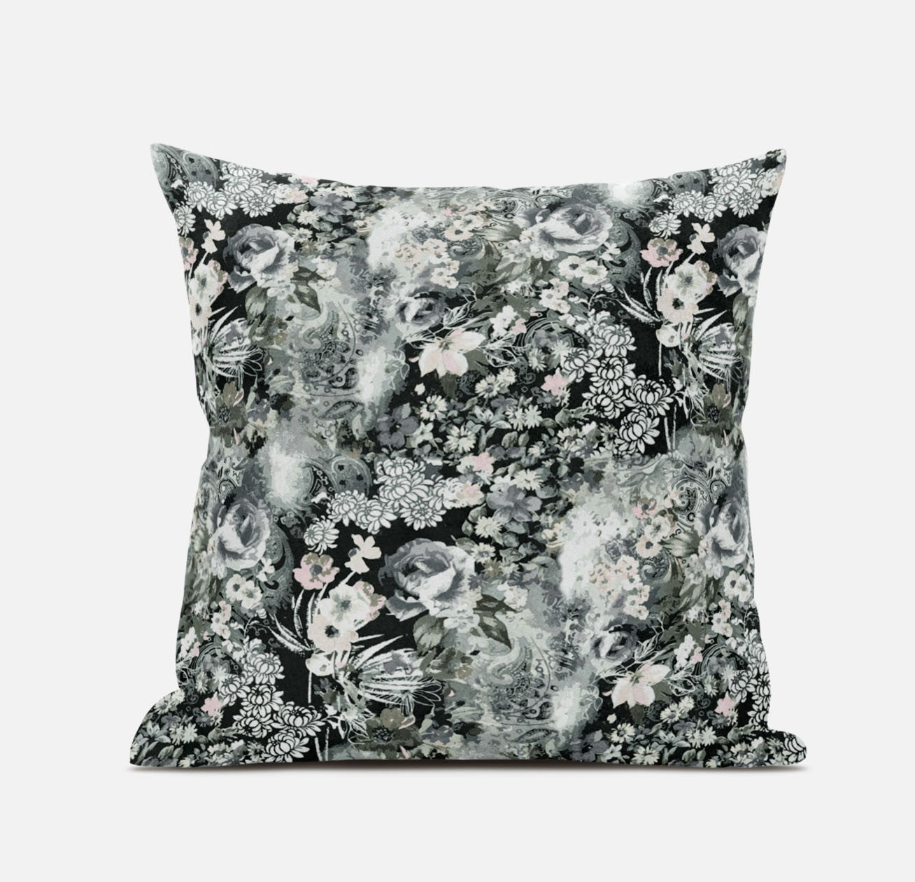 20" Gray White Springtime Suede Throw Pillow FurniFindUSA