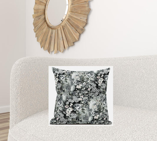 20" Gray White Springtime Suede Throw Pillow FurniFindUSA