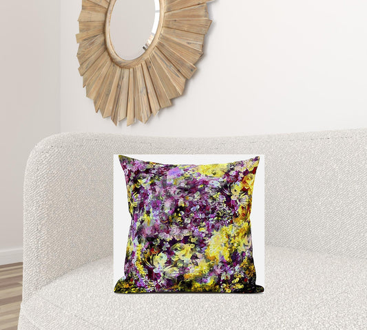 20" Purple Yellow Springtime Suede Throw Pillow FurniFindUSA