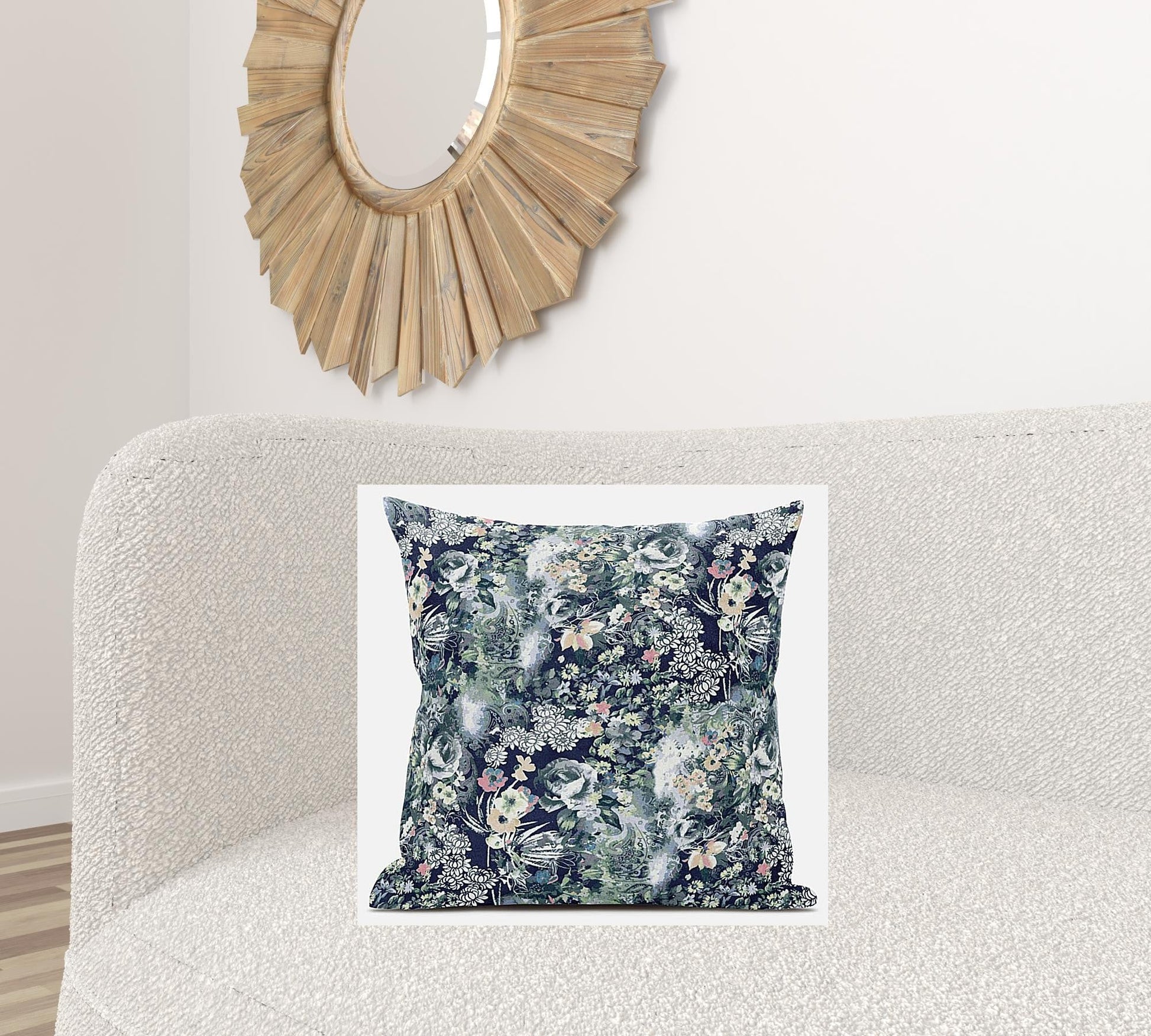 20" Gray Indigo Springtime Suede Throw Pillow FurniFindUSA