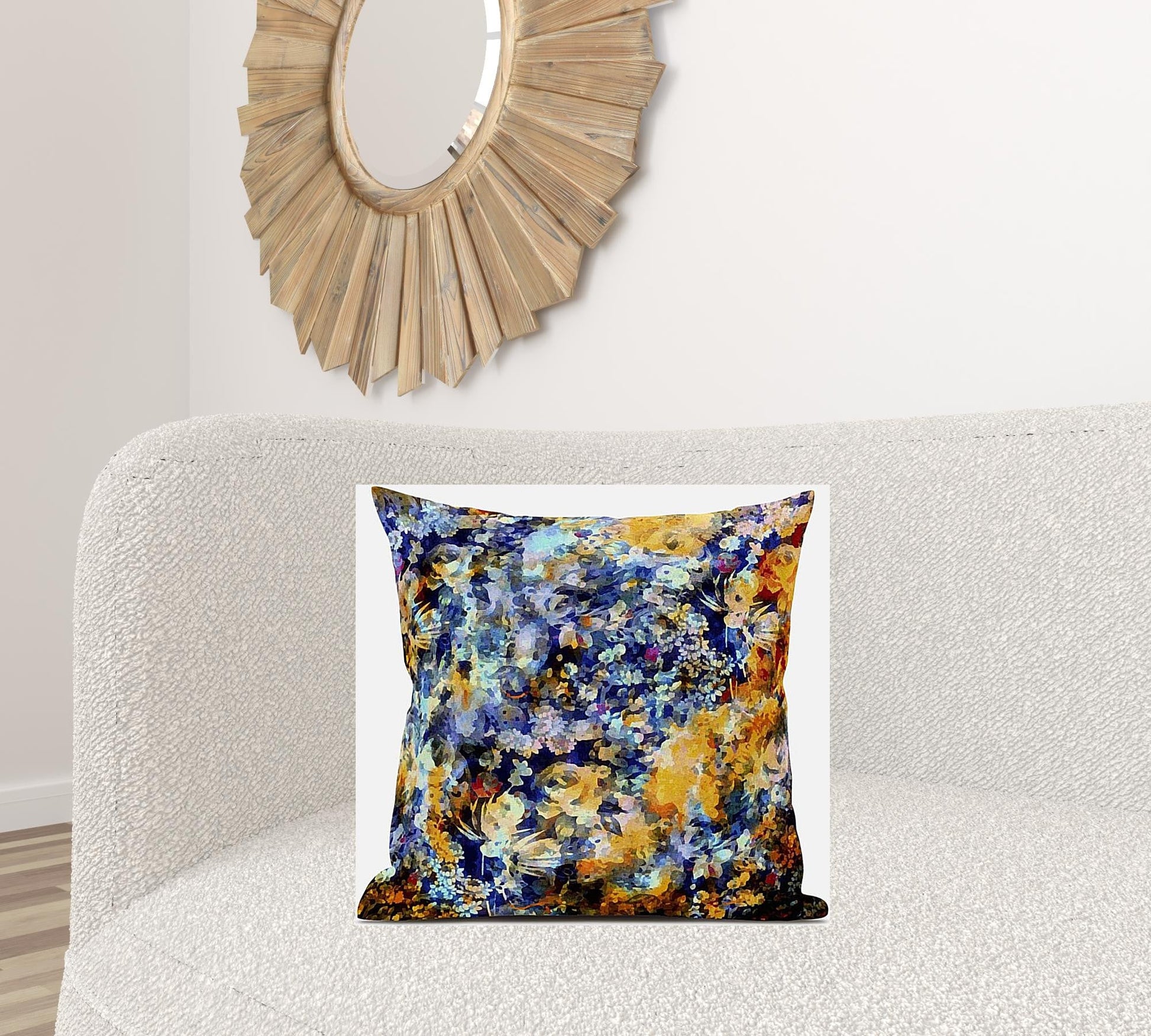 20" Orange Indigo Springtime Suede Throw Pillow FurniFindUSA