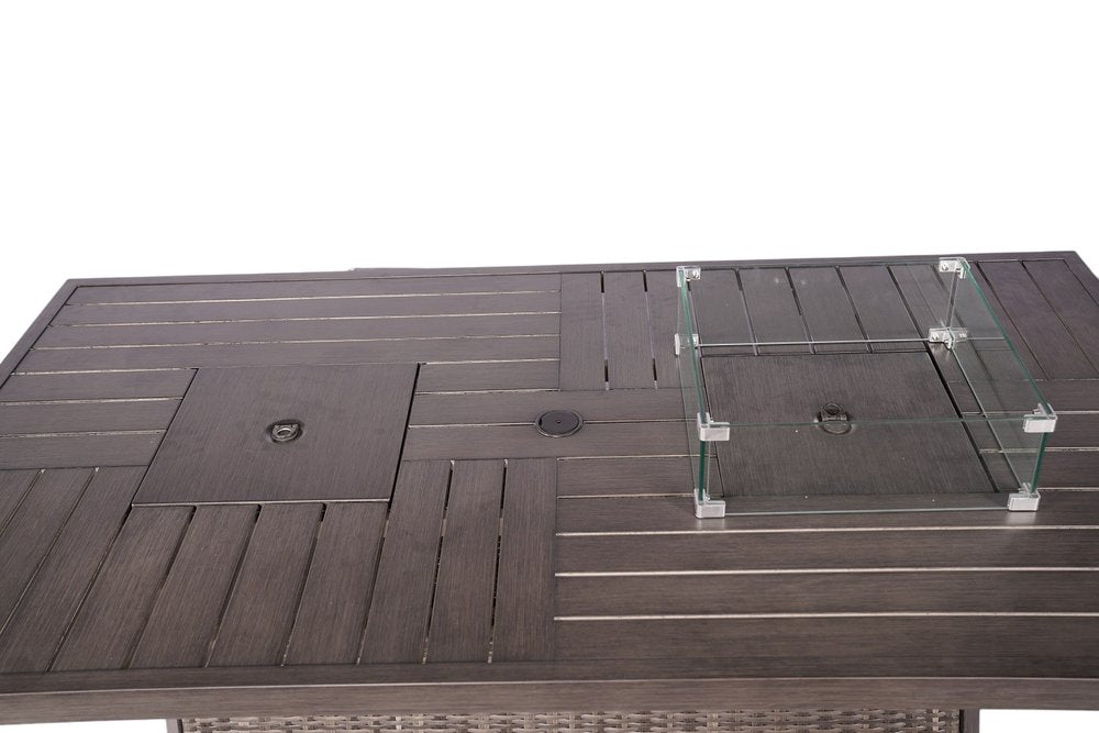 Gray Wicker Outdoor Gas Fire Pit Table with Ice Bucket HomeRoots