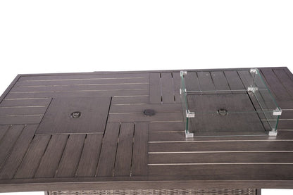 Gray Wicker Outdoor Gas Fire Pit Table with Ice Bucket HomeRoots