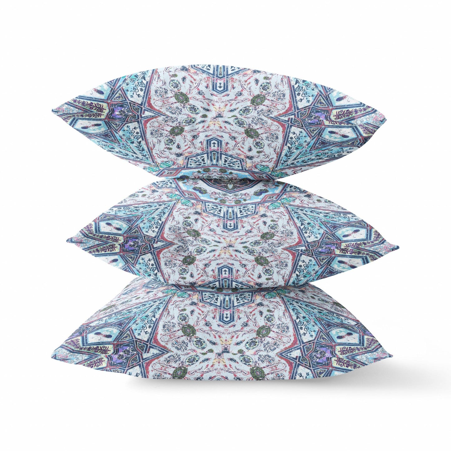 20" Light Blue Gray Floral Boho Suede Throw Pillow FurniFindUSA