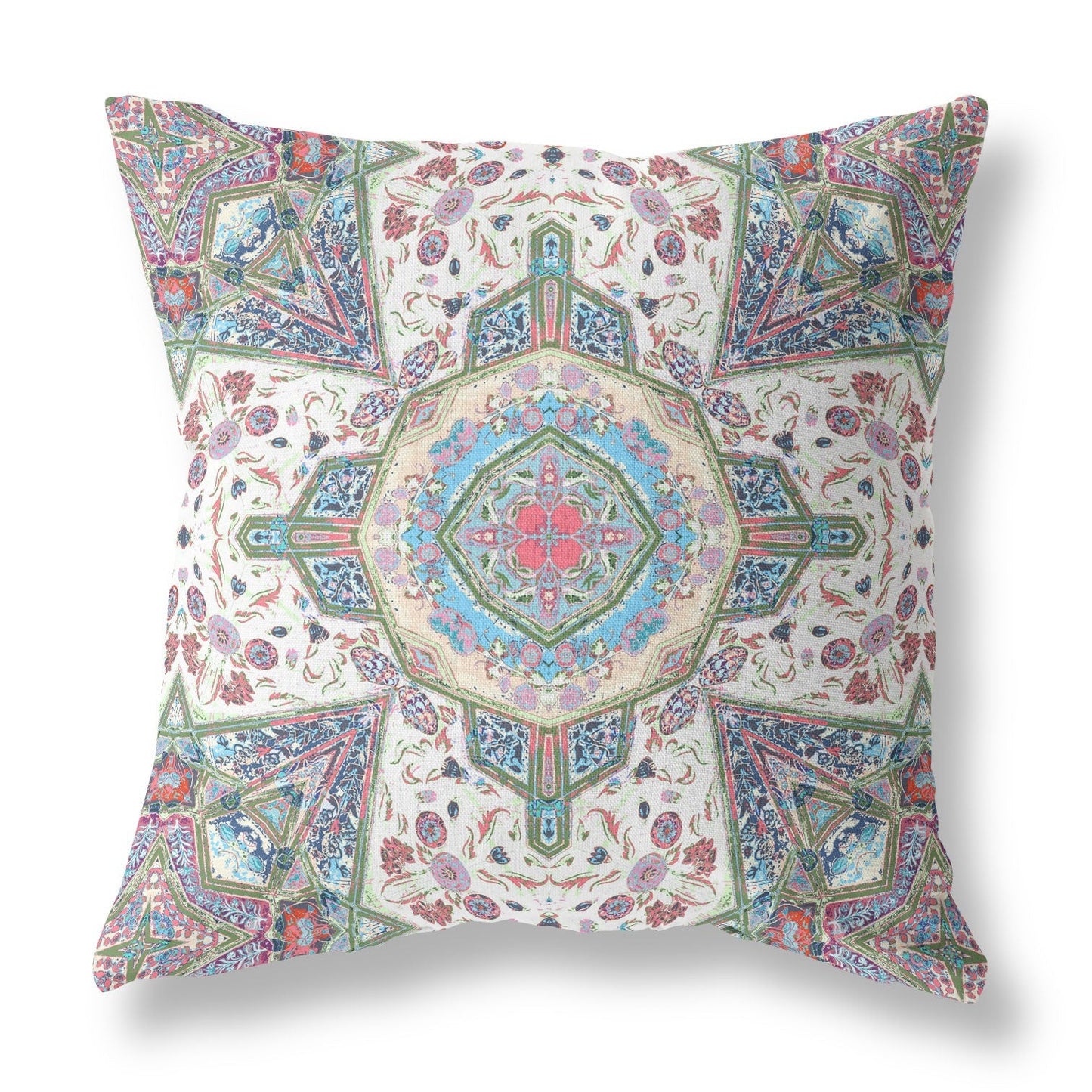 20" Cream Pink Boho Flower Suede Throw Pillow FurniFindUSA