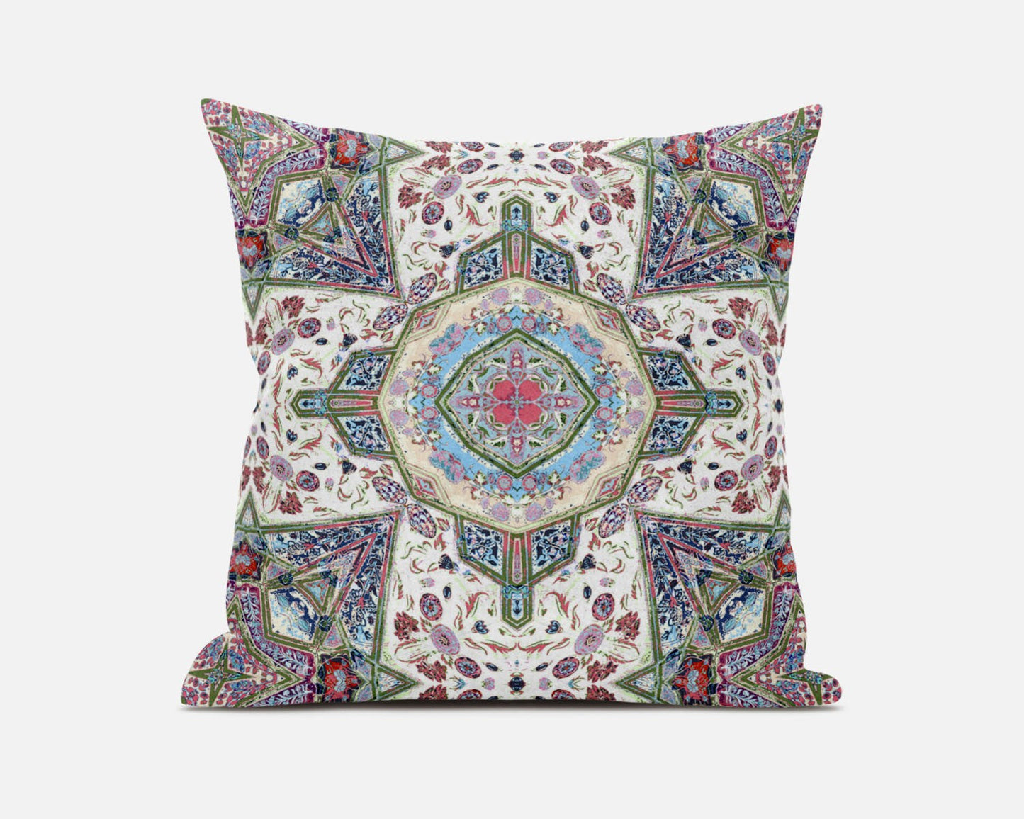 20" Cream Pink Boho Flower Suede Throw Pillow FurniFindUSA