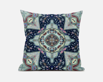 20" Aqua Blue Boho Chic Pattern Suede Throw Pillow FurniFindUSA