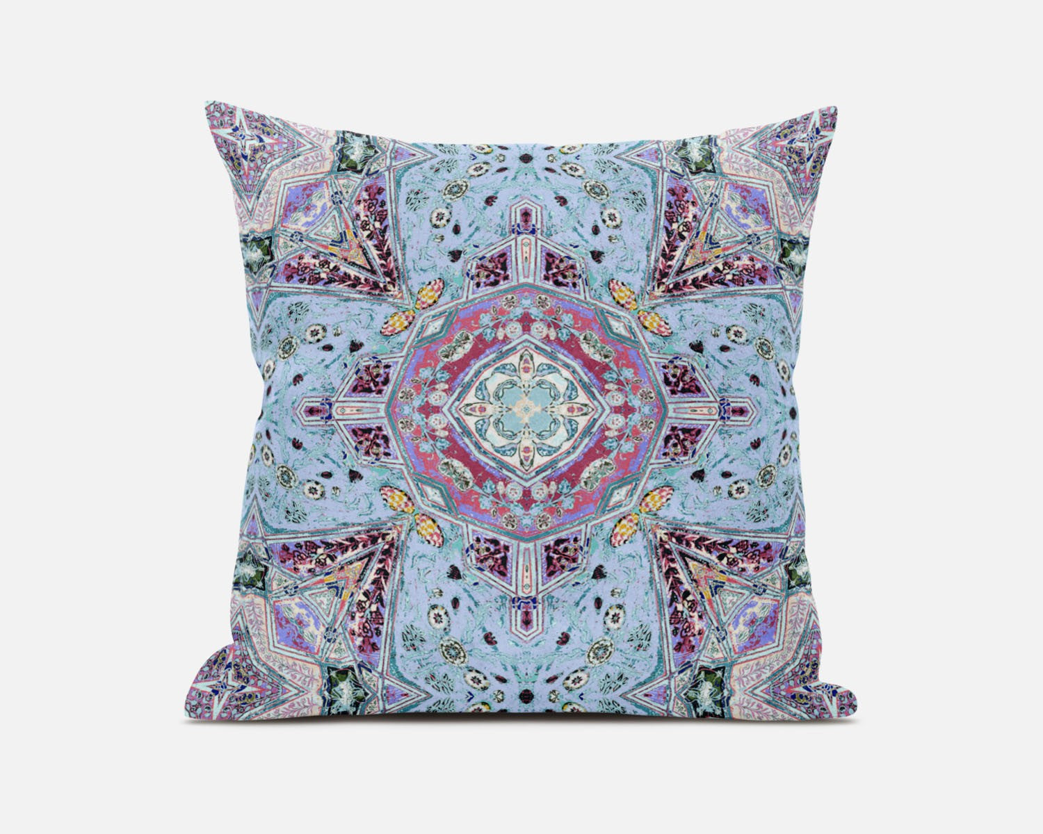 20" Blue Magenta Boho Chic Floral Suede Throw Pillow FurniFindUSA