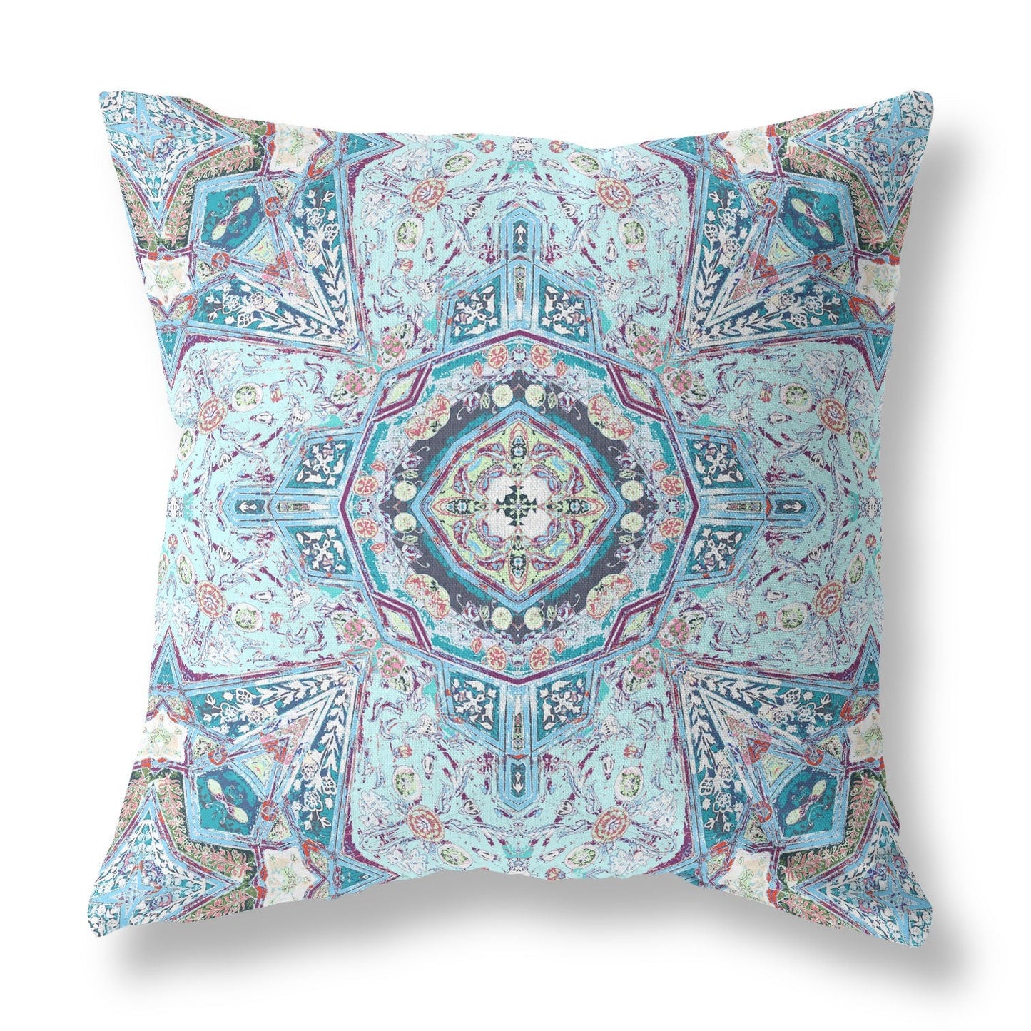 20" Light Blue Boho Flower Suede throw Pillow FurniFindUSA