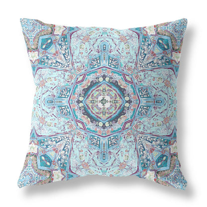20" Light Blue Boho Flower Suede throw Pillow FurniFindUSA