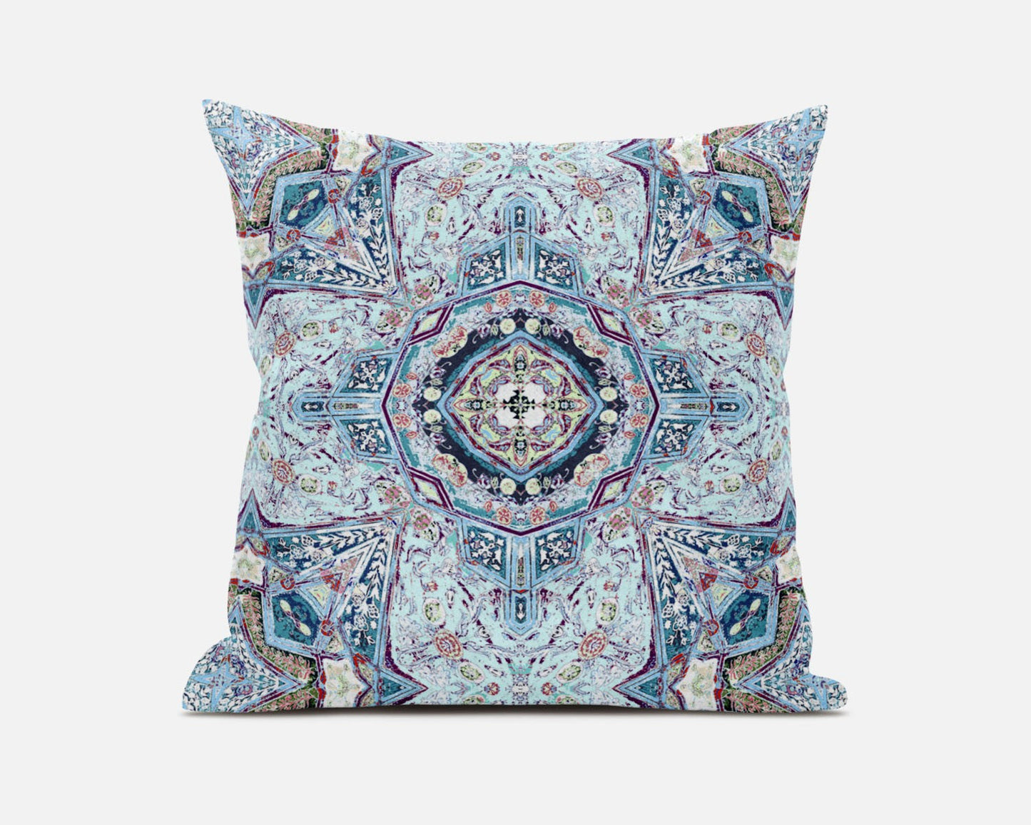 20" Light Blue Boho Flower Suede throw Pillow FurniFindUSA