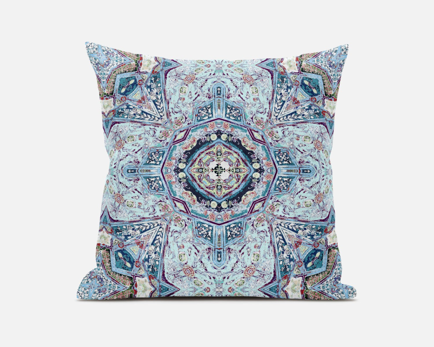 20" Light Blue Boho Flower Suede throw Pillow FurniFindUSA