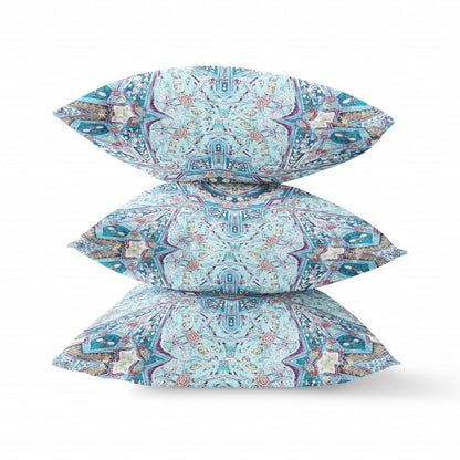 20" Light Blue Boho Flower Suede throw Pillow FurniFindUSA