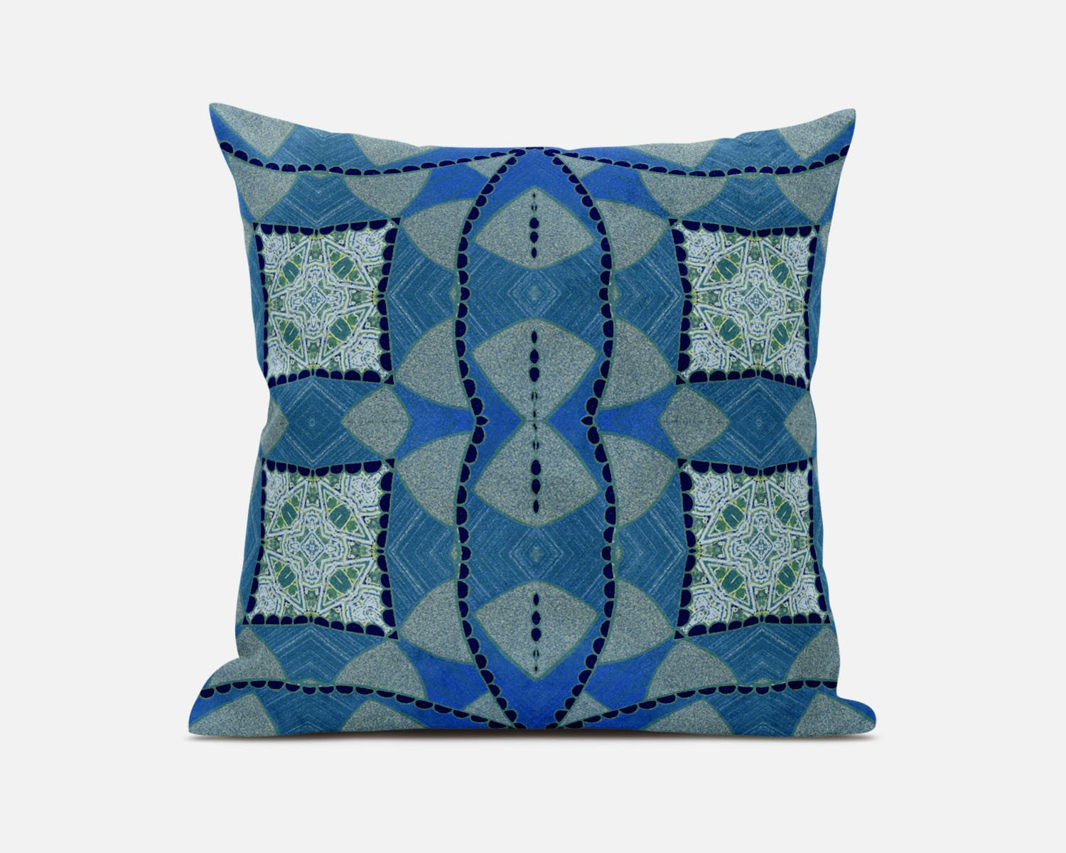 20" Aqua Sky Blue Cosmic Circle Boho Suede Throw Pillow FurniFindUSA