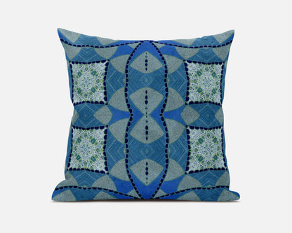 20" Aqua Sky Blue Cosmic Circle Boho Suede Throw Pillow FurniFindUSA