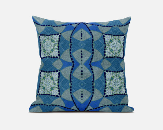 20" Aqua Sky Blue Cosmic Circle Boho Suede Throw Pillow FurniFindUSA