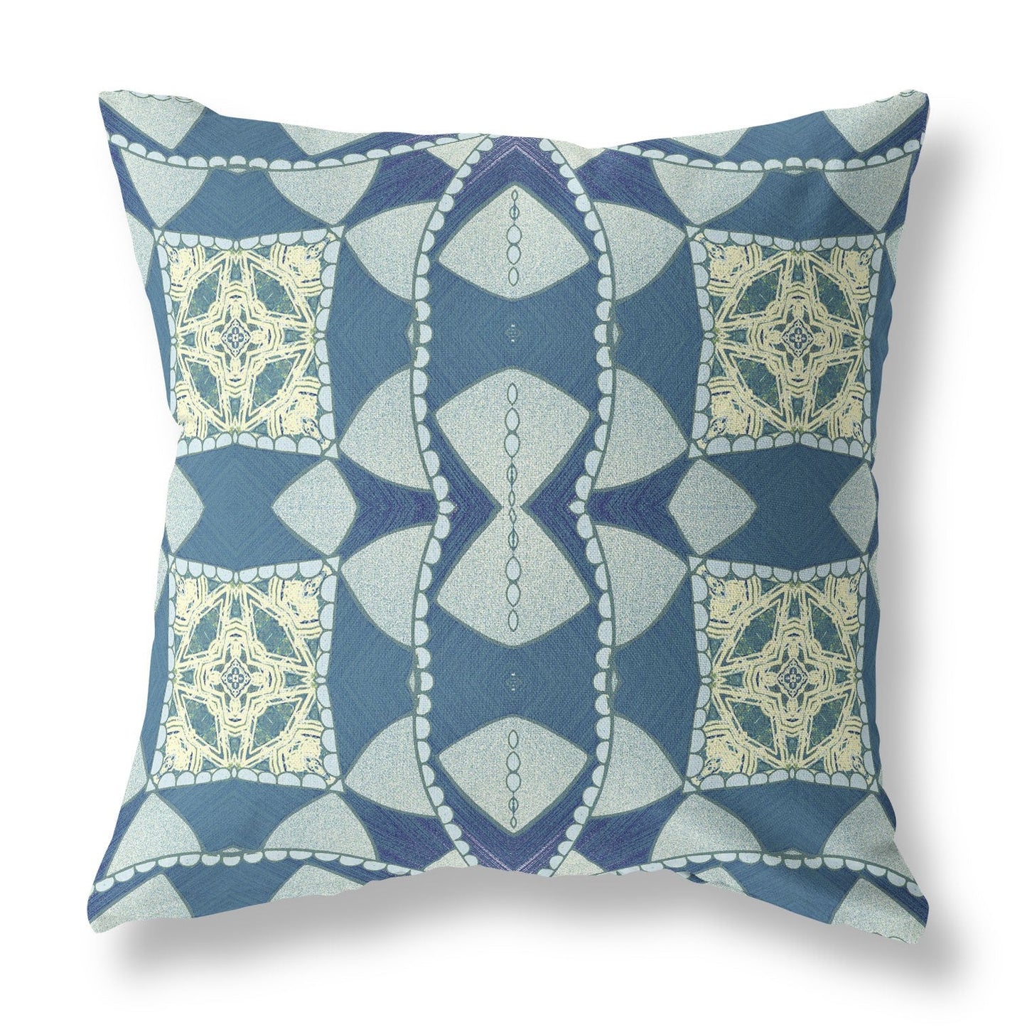 20" Blue Cream Cosmic Circle Boho Suede Throw Pillow FurniFindUSA
