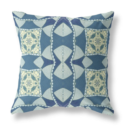 20" Blue Cream Cosmic Circle Boho Suede Throw Pillow FurniFindUSA