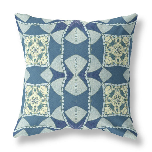 20" Blue Cream Cosmic Circle Boho Suede Throw Pillow FurniFindUSA