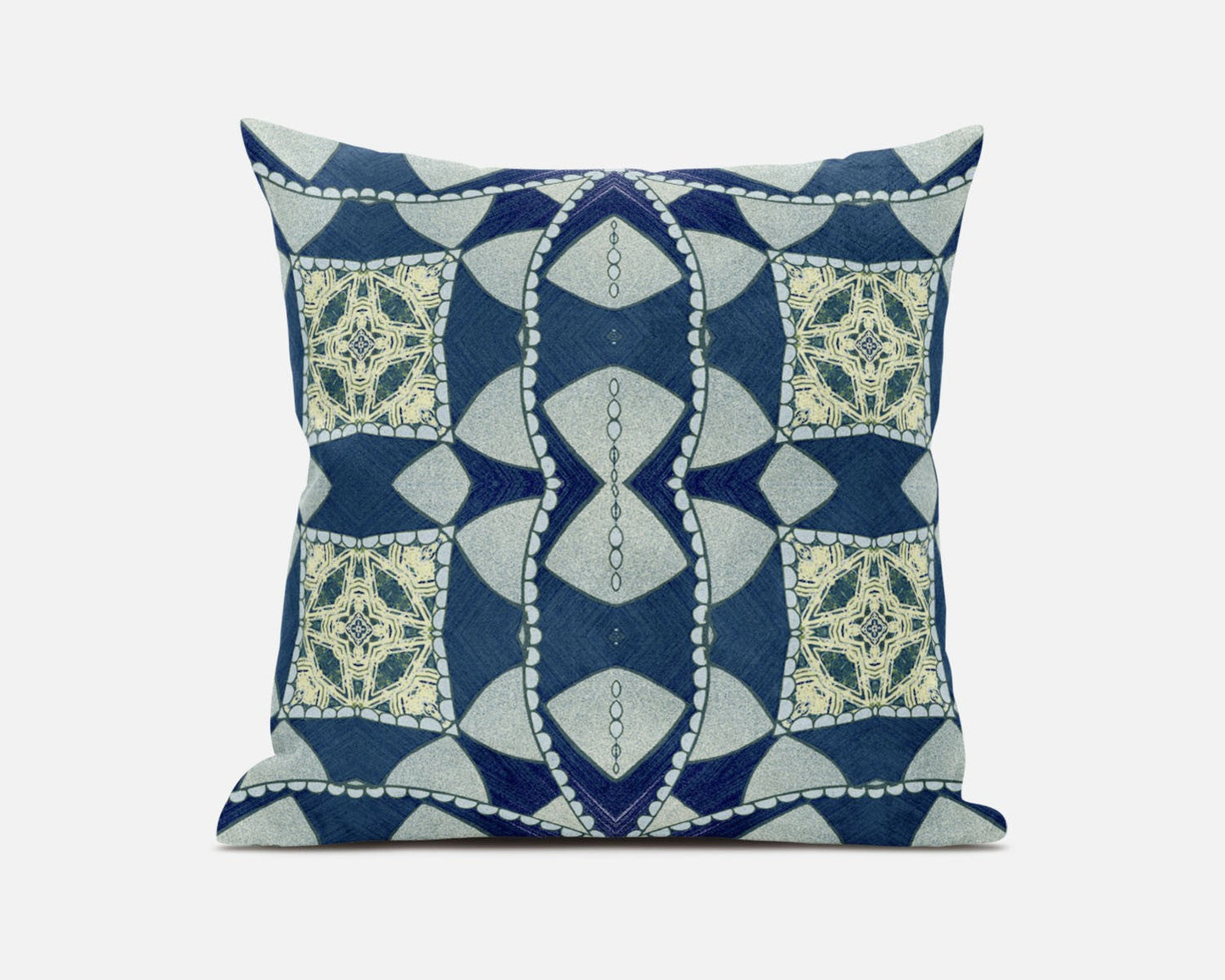 20" Blue Cream Cosmic Circle Boho Suede Throw Pillow FurniFindUSA